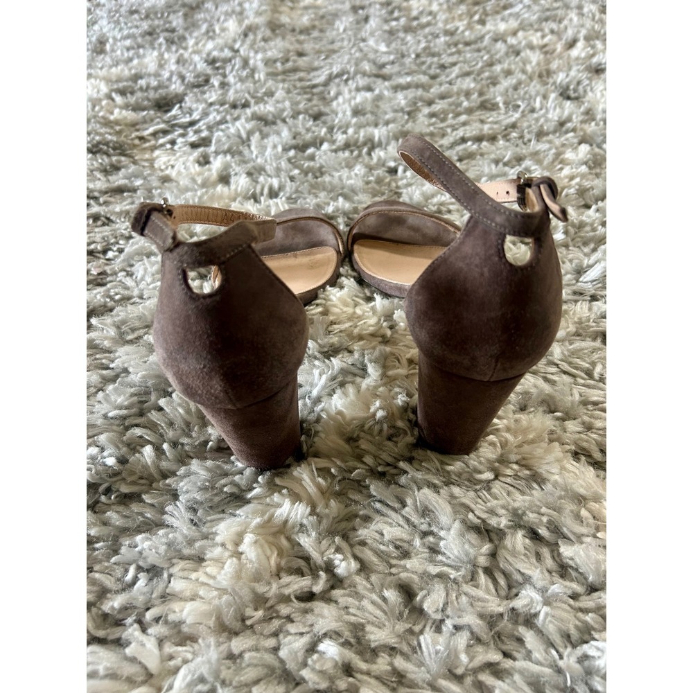 Stuart Weitzman Nearlynude Suede Block Heel Ankle Strap Sandals in Brown sz 10 - Picture 4 of 6